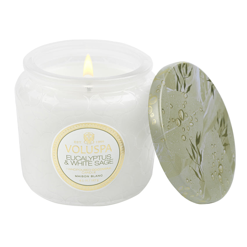 CANDLE Eucalyptus & White Sage 4.5OZ PETITE EMB JAR