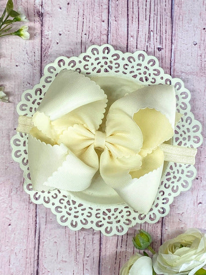Headband Oversize Scalloped Bow - 5.5"