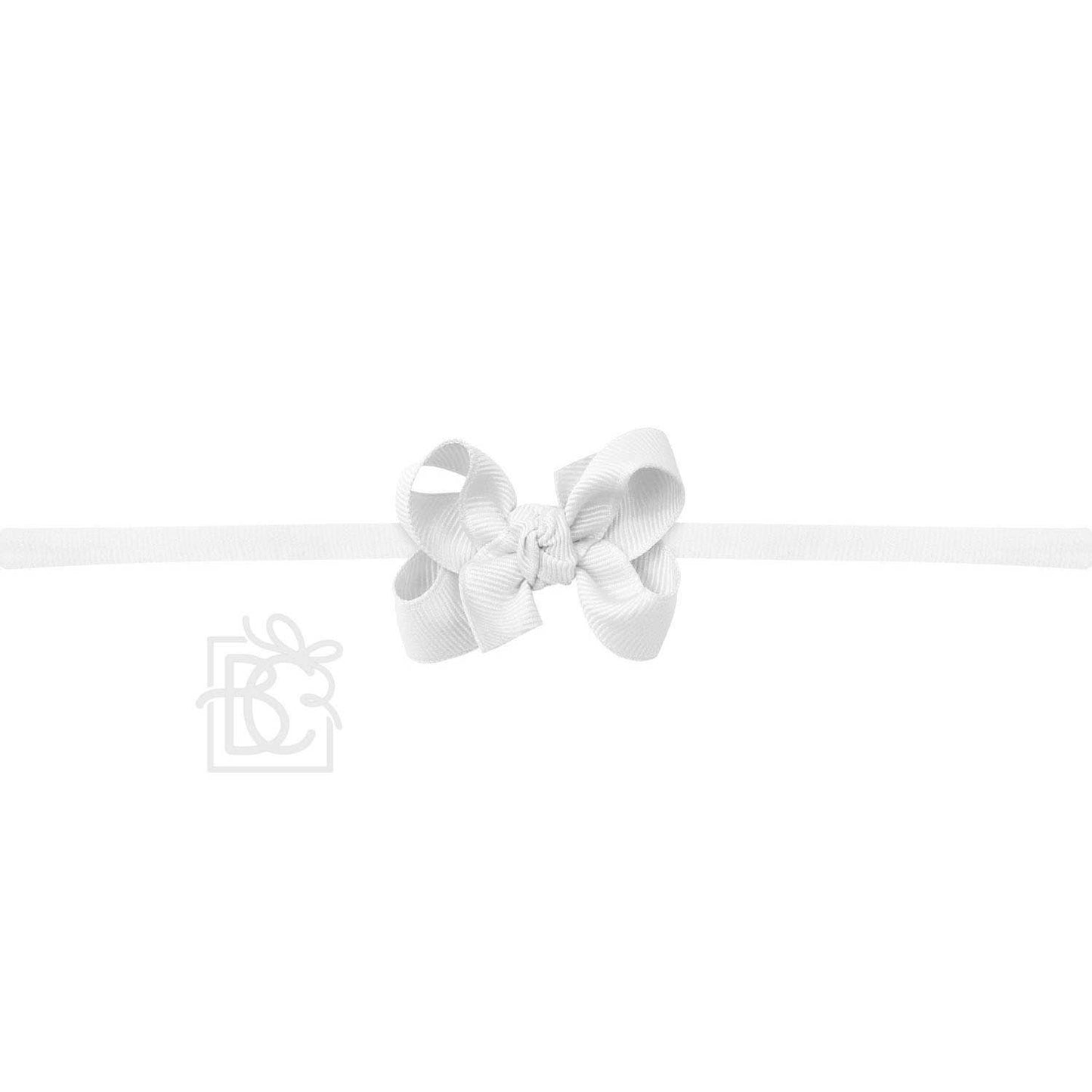 Hair Bow 1/4" NYLON PANTYHOSE HEADBAND W/ SIGNATURE GROSGRAIN