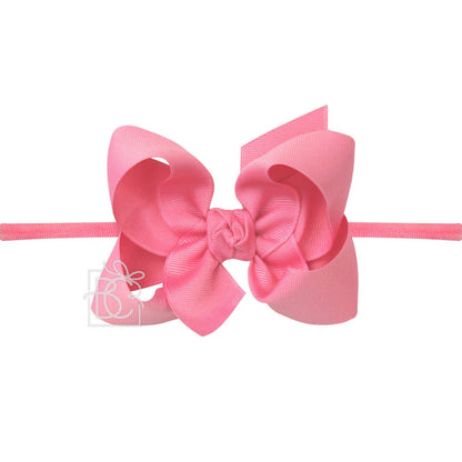 Hair Bow 1/4" NYLON PANTYHOSE HEADBAND W/ SIGNATURE GROSGRAIN