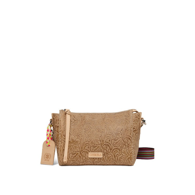 tooled leather crossbody bag 