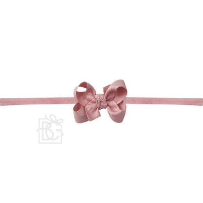 Hair Bow 1/4" NYLON PANTYHOSE HEADBAND W/ SIGNATURE GROSGRAIN
