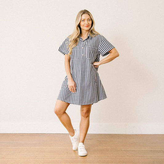 Dress Mini Getaway Navy Gingham