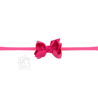 Hair Bow 1/4" NYLON PANTYHOSE HEADBAND W/ SIGNATURE GROSGRAIN