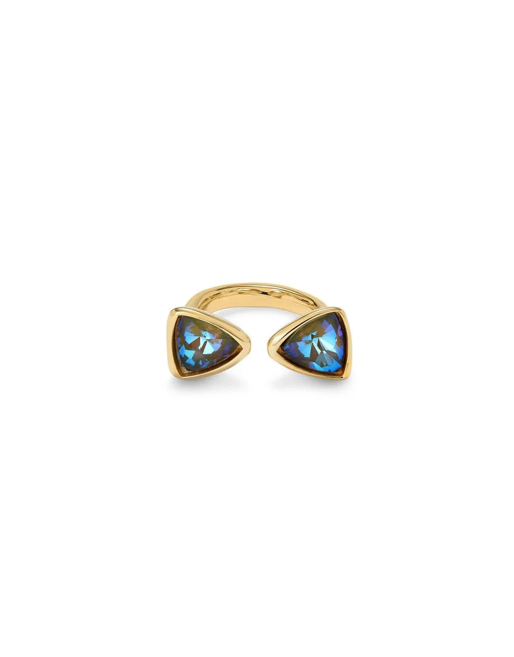 gold uno de 50 ring with iridescent stones
