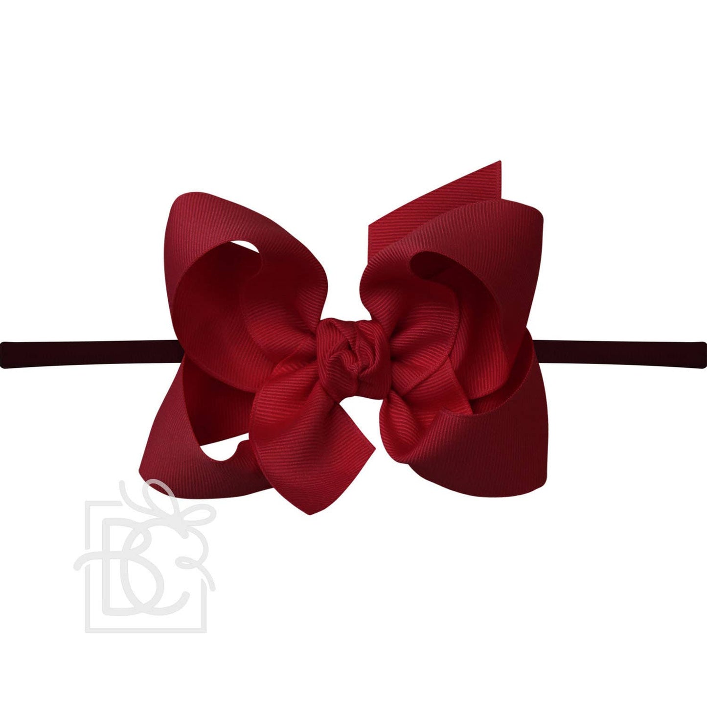 Hair Bow 1/4" NYLON PANTYHOSE HEADBAND W/ SIGNATURE GROSGRAIN