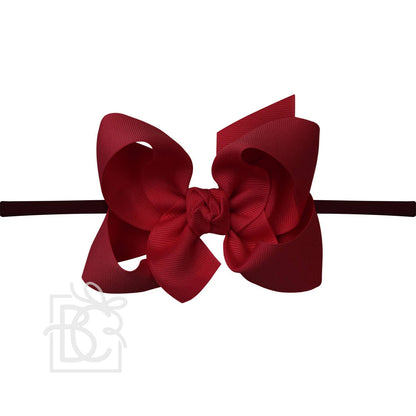 Hair Bow 1/4" NYLON PANTYHOSE HEADBAND W/ SIGNATURE GROSGRAIN