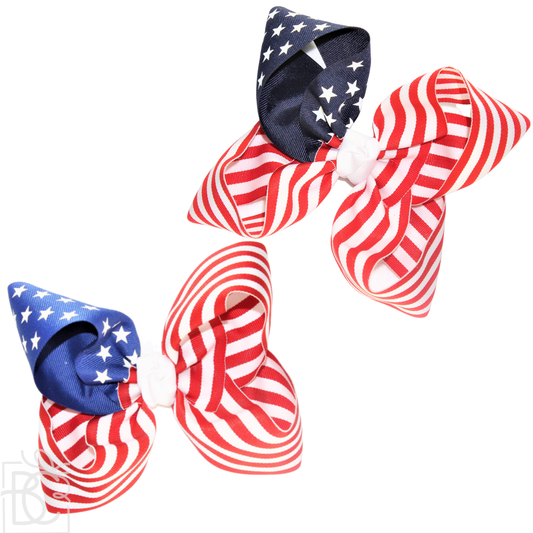 Hair Bow STARS AND STRIPES GROSGRAIN