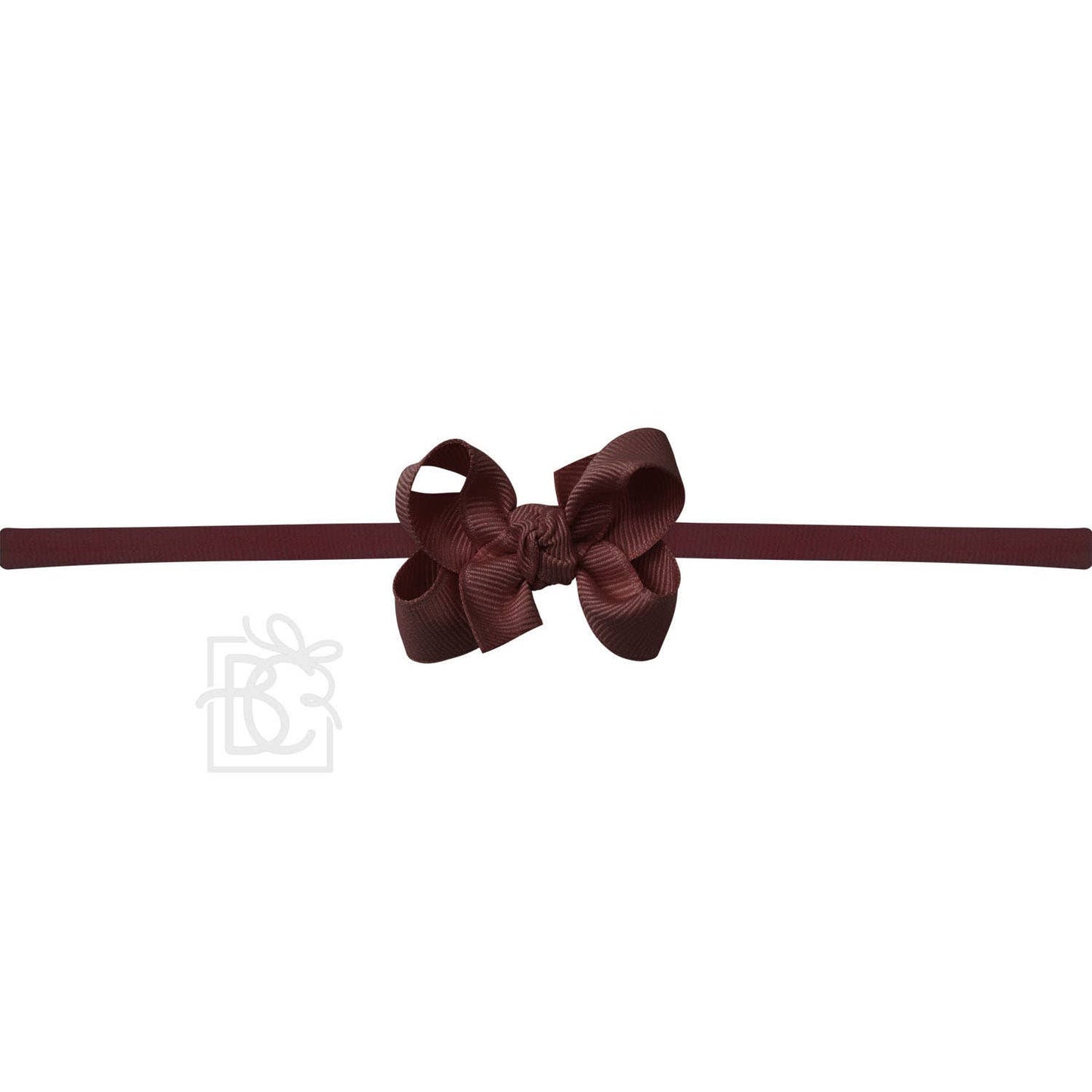 Hair Bow 1/4" NYLON PANTYHOSE HEADBAND W/ SIGNATURE GROSGRAIN