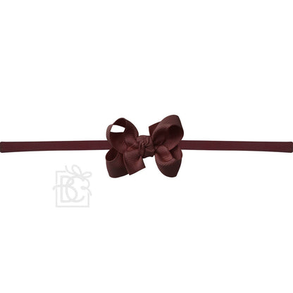 Hair Bow 1/4" NYLON PANTYHOSE HEADBAND W/ SIGNATURE GROSGRAIN