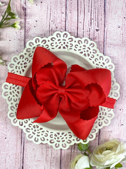 Headband Oversize Scalloped Bow - 5.5"