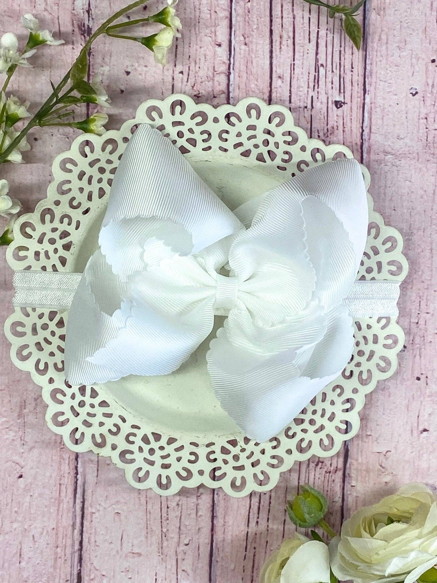 Headband Oversize Scalloped Bow - 5.5"