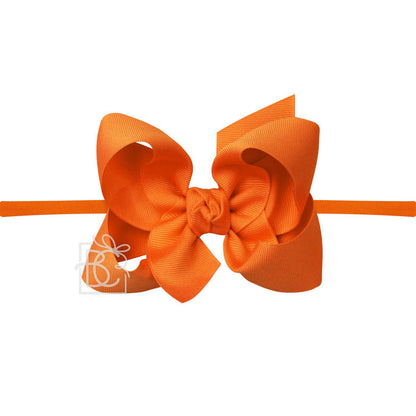 Hair Bow 1/4" NYLON PANTYHOSE HEADBAND W/ SIGNATURE GROSGRAIN