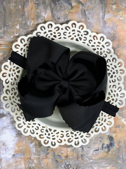 Headband Oversize Scalloped Bow - 5.5"