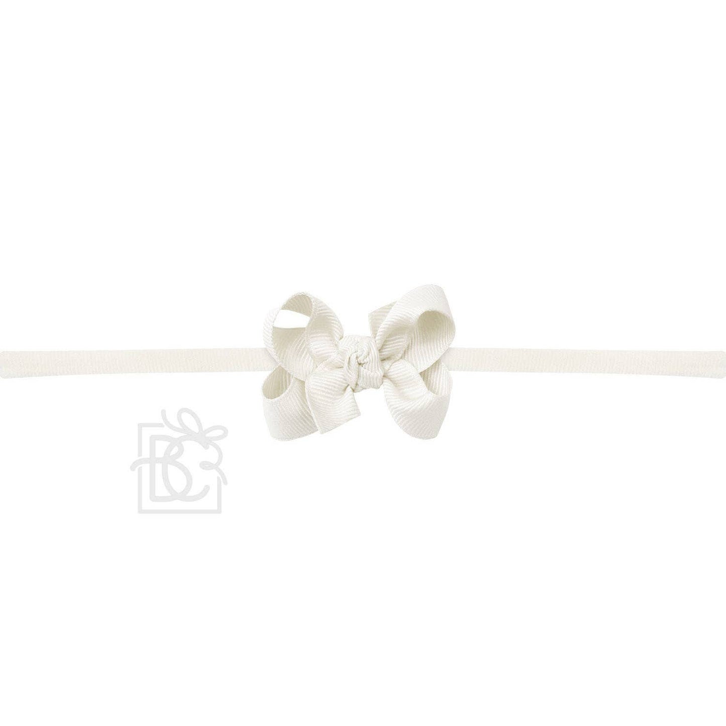 Hair Bow 1/4" NYLON PANTYHOSE HEADBAND W/ SIGNATURE GROSGRAIN