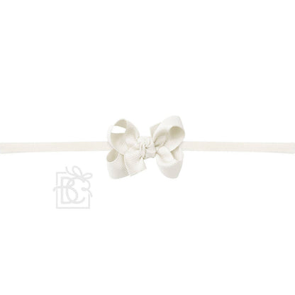 Hair Bow 1/4" NYLON PANTYHOSE HEADBAND W/ SIGNATURE GROSGRAIN