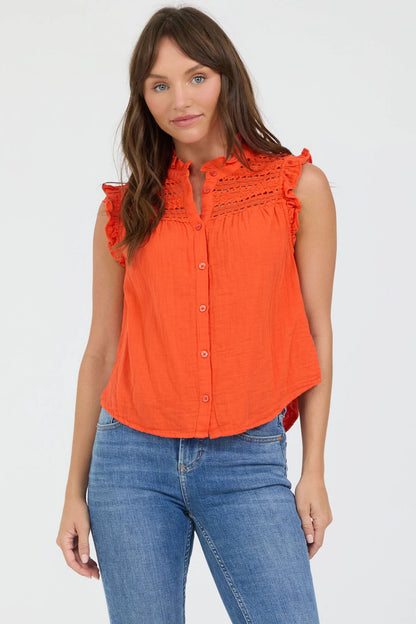 orange top with lace