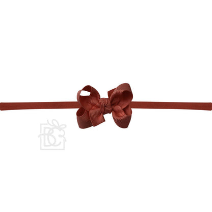 Hair Bow 1/4" NYLON PANTYHOSE HEADBAND W/ SIGNATURE GROSGRAIN