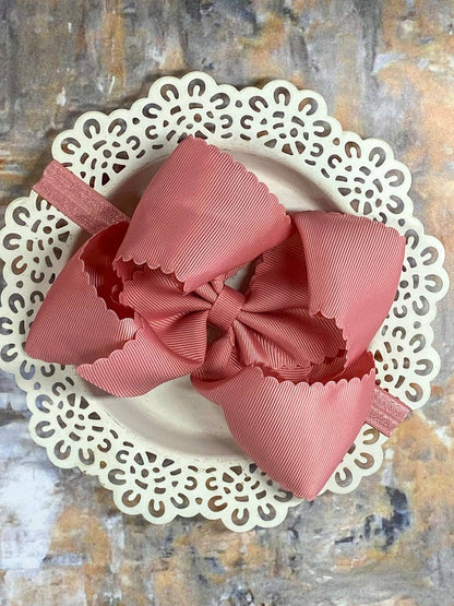 Headband Oversize Scalloped Bow - 5.5"