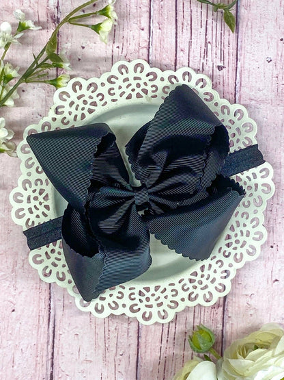 Headband Oversize Scalloped Bow - 5.5"