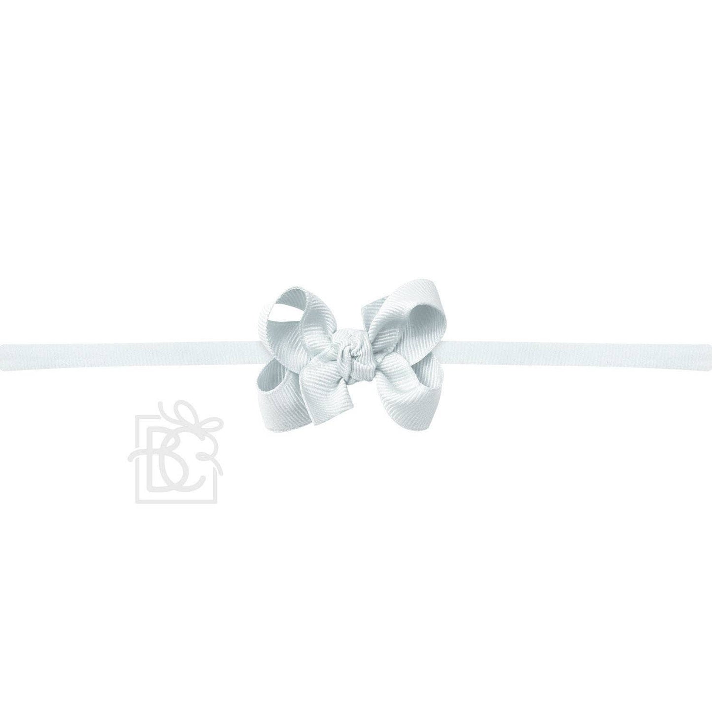 Hair Bow 1/4" NYLON PANTYHOSE HEADBAND W/ SIGNATURE GROSGRAIN