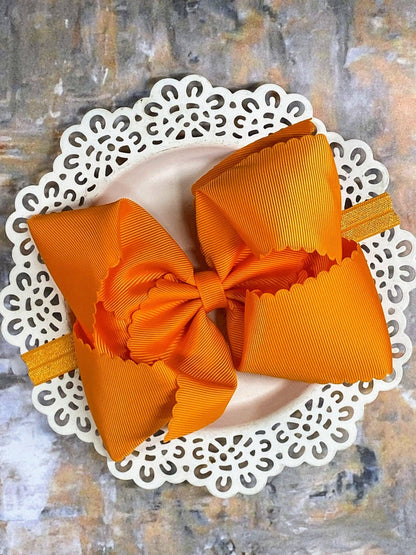 Headband Oversize Scalloped Bow - 5.5"