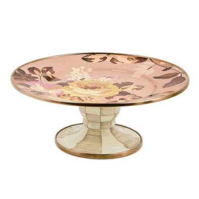 Mackenzie Childs Pedestal Platter Wild Rose Mauve