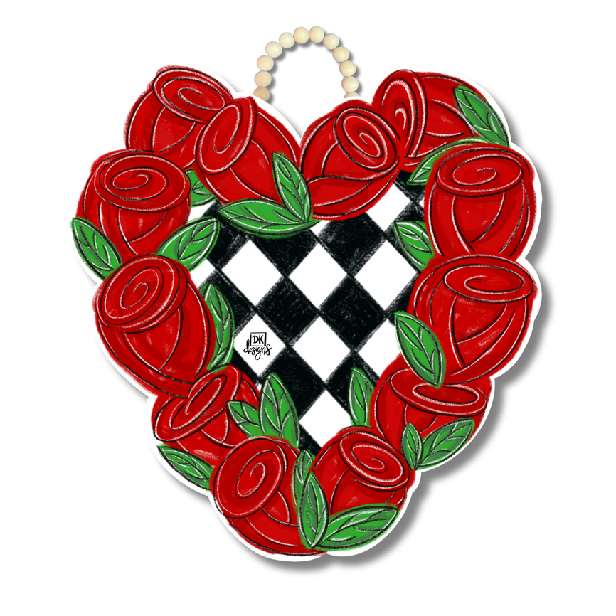 Door Hanger Rose Heart w/ room for mini