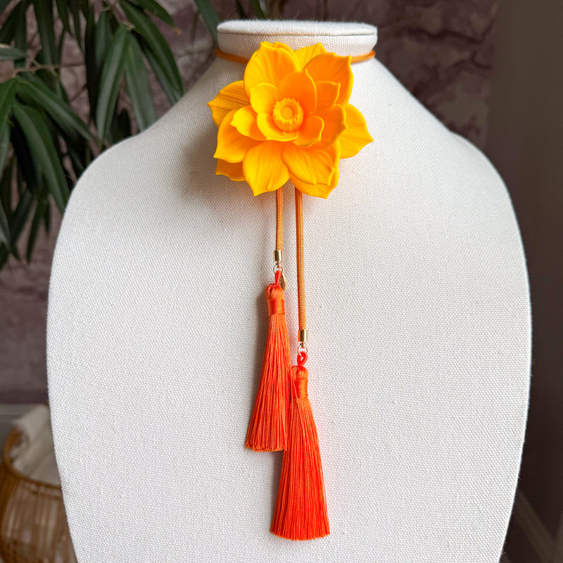 Bolo Lotus Flower Sunflower Yellow with Golden Yellow & Orange