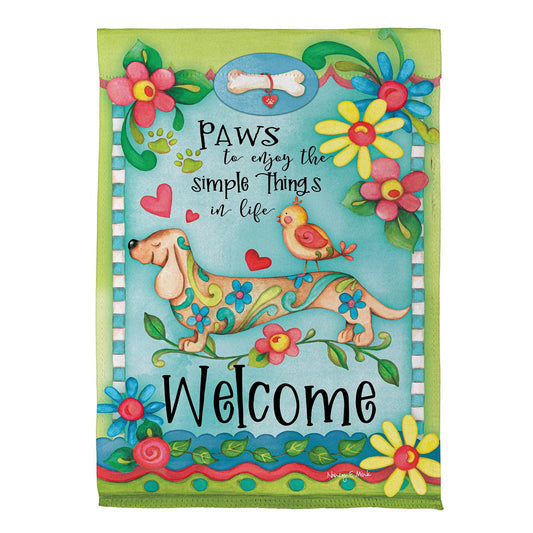 dog welcome flag enjoy the simple things in life 