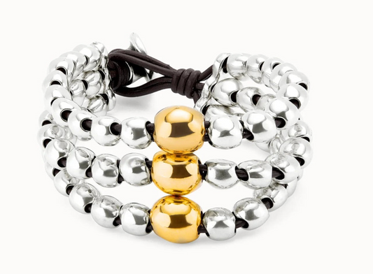 gold and silver beaded bracelet 