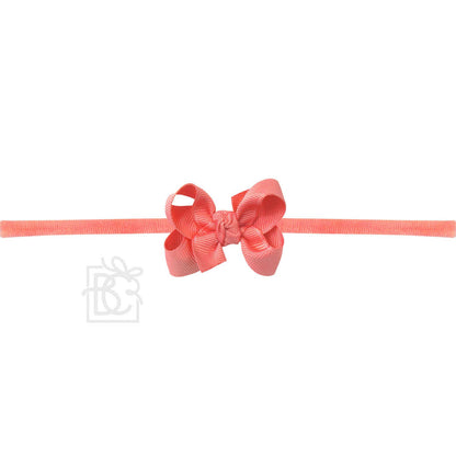 Hair Bow 1/4" NYLON PANTYHOSE HEADBAND W/ SIGNATURE GROSGRAIN