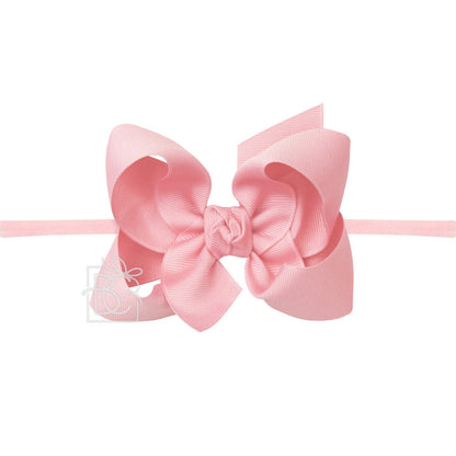 Hair Bow 1/4" NYLON PANTYHOSE HEADBAND W/ SIGNATURE GROSGRAIN