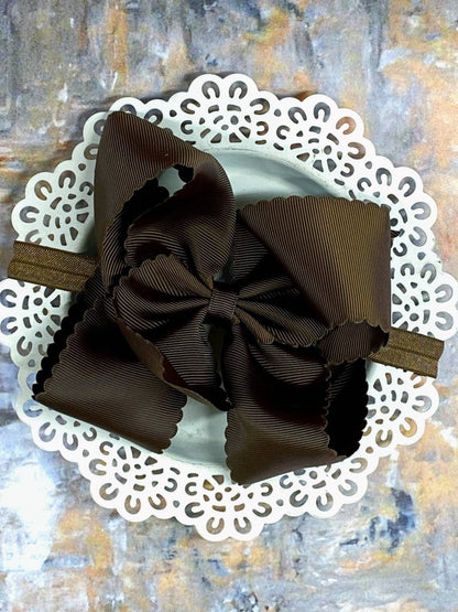 Headband Oversize Scalloped Bow - 5.5"
