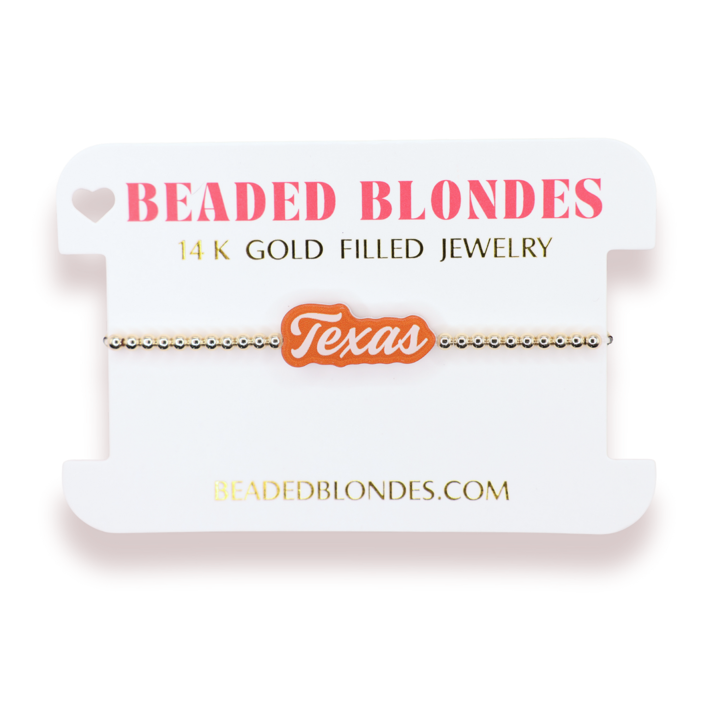 Texas Word Bracelet on Gold