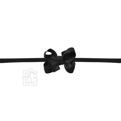 Hair Bow 1/4" NYLON PANTYHOSE HEADBAND W/ SIGNATURE GROSGRAIN