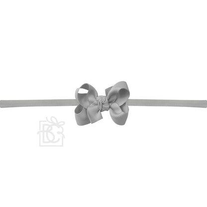 Hair Bow 1/4" NYLON PANTYHOSE HEADBAND W/ SIGNATURE GROSGRAIN