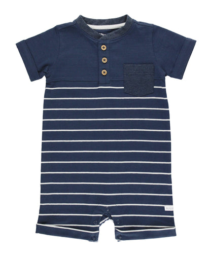 navy  boys romper with stripes 