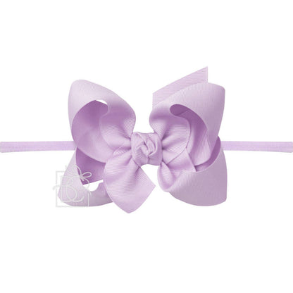 Hair Bow 1/4" NYLON PANTYHOSE HEADBAND W/ SIGNATURE GROSGRAIN