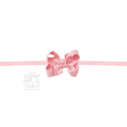 Hair Bow 1/4" NYLON PANTYHOSE HEADBAND W/ SIGNATURE GROSGRAIN
