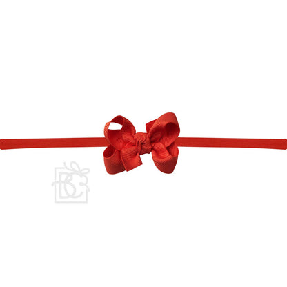 Hair Bow 1/4" NYLON PANTYHOSE HEADBAND W/ SIGNATURE GROSGRAIN