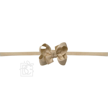 Hair Bow 1/4" NYLON PANTYHOSE HEADBAND W/ SIGNATURE GROSGRAIN