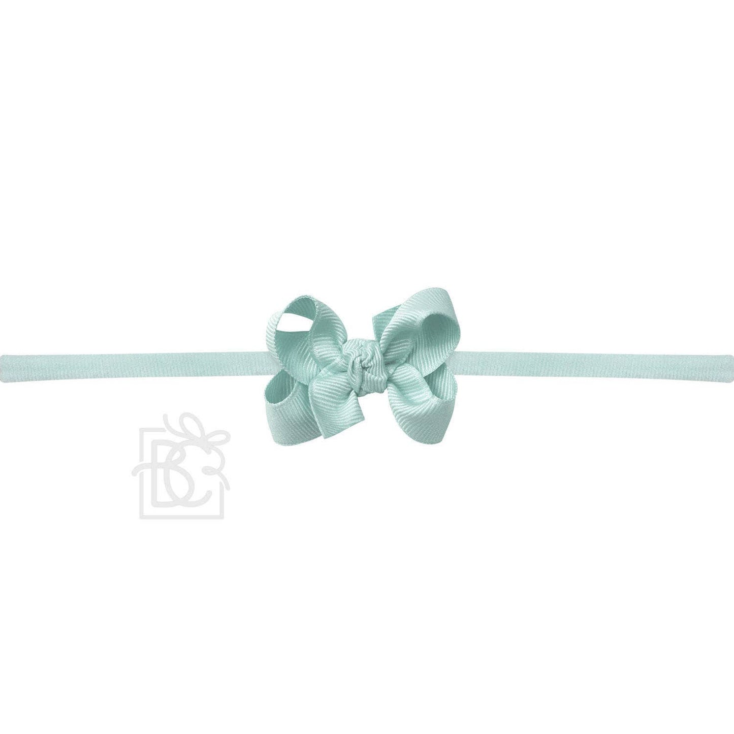 Hair Bow 1/4" NYLON PANTYHOSE HEADBAND W/ SIGNATURE GROSGRAIN