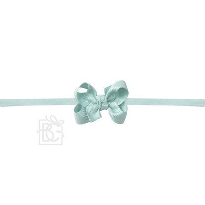 Hair Bow 1/4" NYLON PANTYHOSE HEADBAND W/ SIGNATURE GROSGRAIN