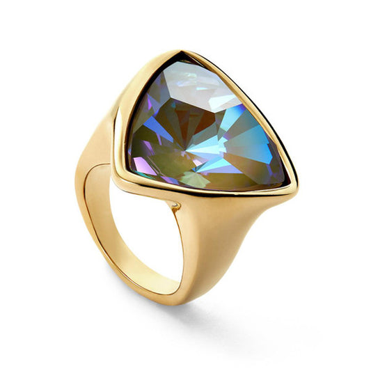 gold ring with iridescent stone 